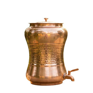 Distributeur d'eau en cuivre pur, design martelé, Matka artisanal avec robinet en laiton anti-fuite et support, pour hôtels et restaurants de luxe - Product Image 2