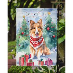 Drapeau de jardin de Noël multicolore Sheltie Bannière décorative de boîte aux lettres et de patio pour jardin et pelouse Oeuvre d'art pour parterres de fleurs - Product Image 3