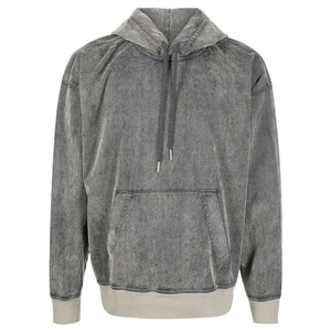 Sweat-shirt à capuche délavé pour homme Moto End Corporation, en coton molletonné français, coupe oversize, style streetwear décontracté, automne - Product Image 6