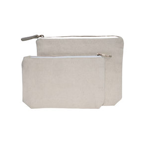 Bolsa de cosméticos pequeña de maquillaje ecológica personalizada, lona de algodón liso reciclado, logotipo impreso, cremallera, carta de moda personalizada - Product Image 1