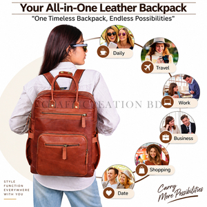 Sac à dos pour ordinateur portable en cuir véritable 100% fabriqué au Bangladesh, bretelles multifonctions, unisexe, voyage, travail, école, sacs personnalisés OEM - Product Image 4