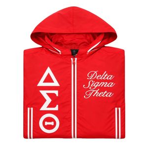 Giacca a Vento Rossa Delta Sigma Theta per Donne, Leggera e Comoda, Tessuto Premium, Abbigliamento Casual per Confraternite Greche - Product Image 6