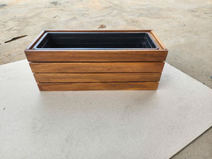 Premium Slatted Wooden Planter | Acacia <b>Frame</b> with Liner for Garden & Patio <b>Plants</b> | Made in Vietnam - Product Image 3