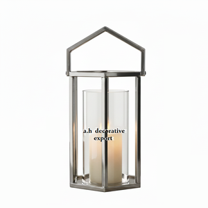 Modern Geometric Metal <b>Hurricane</b> Candle Holder Luxury Stainless Steel Pillar <b>Lantern</b> with Glass Cylinder for Home Decor - Product Image 5