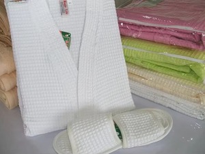 Hotel Customized Size Logo Bathrobe <b>Waffle</b> Cotton Bath Robe Men Women Sleepwear Bathrobe - Product Image 2