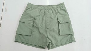 Short cargo en coton bleu uni pour hommes, avec taille élastique et poches, coupe régulière, pour l'été - Product Image 2