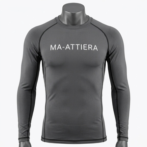 Camiseta de Compresión de Manga Larga para Hombre, Color Gris, Ropa Deportiva para Gimnasio, Fitness, Running, Entrenamiento, Ropa Deportiva de Alto Rendimiento - Product Image 3