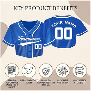 Maillot de baseball personnalisé bleu pour femme, col en V, coupe classique, avec nom et numéro personnalisables, 100 % polyester, tenue de sport pour équipe - Product Image 3