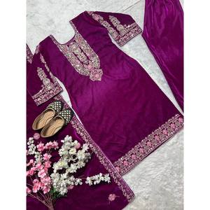 Conjunto de Top y Pantalones Tradicionales Chinos de Diseñador para Fiesta con Dupatta - Product Image 3