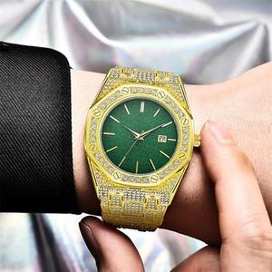 <b>Mens</b> Stainless Steel Analog <b>Watch</b> Full Diamond Plated Iced-Out Bling Timepiece with <b>Quartz</b> Movement 41mm Case Diameter - Product Image 4
