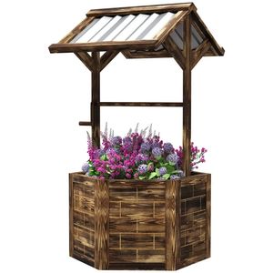 Fioriera a Forma di Pozzo dei Desideri in Legno Color Cuoio che Aggiunge un Tocco di Eleganza al Tuo Giardino - Product Image 5