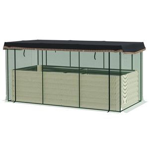 Jardinière surélevée beige pour fleurs et plantes, avec filet de jardinage durable - Product Image 5