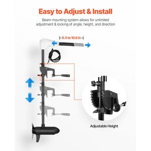 Moteur électrique de pêche à la traîne 24V 86lbs de poussée 8 vitesses, monté sur transom, pour bateau hors-bord avec indicateur de batterie - Product Image 4