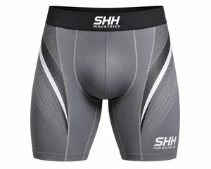 Custom Men <b>Compression</b> Shorts White Gold Sports Base Layer Gym Running Fitness Training Tights OEM Private Label Manufacturer - Product Image 1