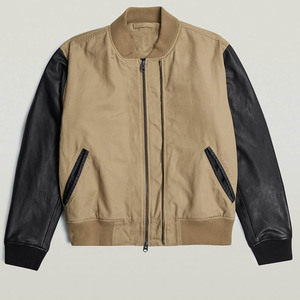 Veste universitaire personnalisée pour femme en mélange de laine, manches en similicuir blanc, broderie de lettres en chenille, style streetwear, veste Letterman - Product Image 1