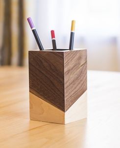 <b>Rustic</b> Farmhouse Wooden Pen Storage Modern Wooden <b>Desk</b> Utility Organizer Wooden Pen Cup for Home Office Essentials Luxury Wooden - Product Image 1