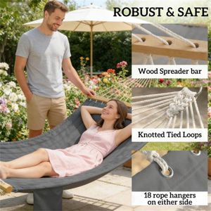 Double Outdoor <b>Hammock</b> Swing-for Relaxation and Leisure - Product Image 4