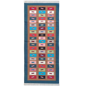 เสื่อโยคะ dhurrie ผ้าฝ้ายน้ำหนักเบาที่เพิ่มเป็นสองเท่าของนักวิ่งตกแต่งที่แคบ - Product Image 3