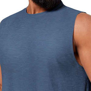 Camisetas sin mangas de poliéster y spandex con logotipo personalizado para hombre, transpirables, de punto, sin mangas, para gimnasio, entrenamiento al aire libre, bordadas. - Product Image 5