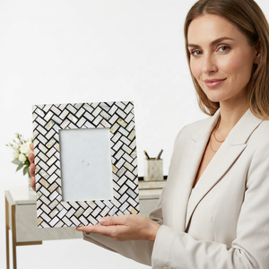 New Design Modern DIY Eco-Friendly Handmade Mother of Pearl Inlay Floral Photo <b>Frame</b> Factory Wholesale Price Natural Crafts - Product Image 1