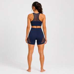 Conjunto de sujetador deportivo y pantalones cortos para mujer, personalizado por OEM, transpirable, elástico, para gimnasio, entrenamiento, ropa deportiva, fabricante mayorista - Product Image 6