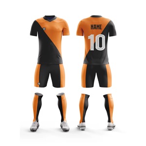 เสื้อและเสื้อท็อปส์โลโก้แบบซับลิเมชั่นสั่งทำ OEM สำหรับทุกเพศ ผลิตจากโพลีเอสเตอร์ 100% ชุดยูนิฟอร์มฟุตบอลขายส่ง ชุดกีฬา ชุดยูนิฟอร์มฟุตบอลสำหรับผู้ชาย - Product Image 4