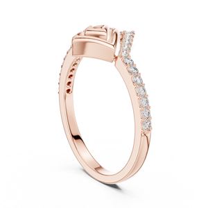 SPIRAL <b>SQUARE</b> <b>EDGE</b> CLASSIC Women's LAB-GROWN DIAMOND RHODIUM PLATED 18KT ROSE GOLD RING SET for ENGAGEMENT PARTY WEDDING DAILY - Product Image 3