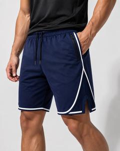 Shorts pour hommes bleu marine à séchage rapide, style Bermuda, avec bande latérale et cordon de serrage à la taille, décontractés, pour le fitness et les athlètes, faible MOQ - Product Image 5
