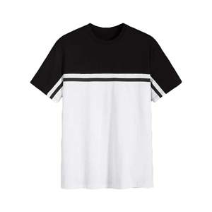 T-shirts pour hommes personnalisés, derniers modèles, en coton biologique respirant, color block, style été, hauts de tenue décontractée, vêtements streetwear - Product Image 1