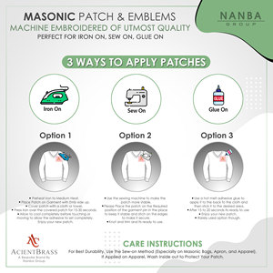 Patch brodé maçonnique avec équerre et compas, symbole clé, bleu et blanc, diamètre 3 pouces - Product Image 4