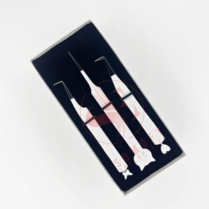 Pinzas de pestañas de volumen profesional con etiqueta privada personalizada, punta de fibra de aislamiento fuerte, extensiones de acero inoxidable con logotipo - Product Image 3