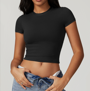 Fashion Casual <b>Women's</b> Summer Eco-Friendly Cotton Solid <b>Crop</b> <b>Top</b> Regular Fit Lightweight Breathable Anti-Wrinkle Anti-Pilling - Product Image 3