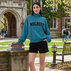 Autumn Long Sleeve <b>Tops</b> Loose Half Zip Up Sweatshirt <b>Mock</b> <b>Neck</b> Clothes Female Sweatshirt Fashion Embroidery <b>Mock</b> <b>Neck</b> Women - Product Image 1
