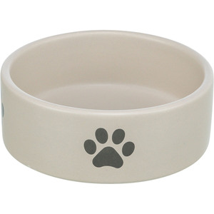 Ciotola in ceramica per animali domestici 0,3 L 12 cm grigio chiaro con impronte di zampe per cani e gatti - Product Image 2