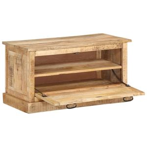 Banco de Almacenamiento de Zapatos de Madera de Mango Sólida, Madera Natural, Tamaño Mediano, Zapatero - Product Image 4