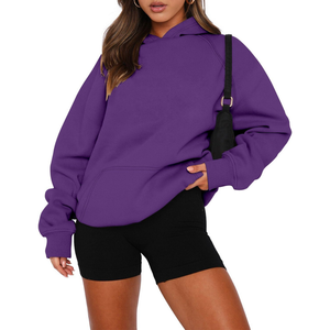 Sudadera con Capucha Extra Grande para Mujer, Color Morado Sólido, Felpa Cálida, OEM, Duradera, para Estar en Casa - Product Image 1