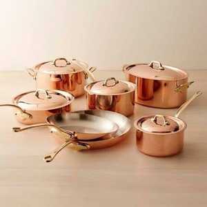 Modern Hammered Copper Cookware <b>Set</b> Round Metal Dishwasher Safe Eco-Friendly Leak-Proof <b>Pots</b> and Pans with Stainless Steel Lids - Product Image 3