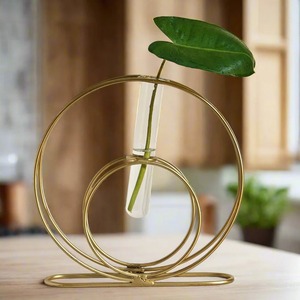 Slim Cylinder Metal Bud Vase Straight Body <b>Decorative</b> Flower Vase for Single Stem <b>Table</b> <b>Decor</b> Home and Gifting Use - Product Image 3
