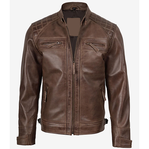 2026 OEM Hot Selling Cogan Brown Cowhide Leather Jacket For Men's Genuine 100%High Quality Low MOQ Winter Fashion <b>Heated</b> Jackets - Product Image 3