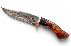 Handcrafted Copper-Layer Patterned Steel <b>Craft</b> <b>Tool</b> Burl Wood Handle Executive Display Piece - Product Image 2