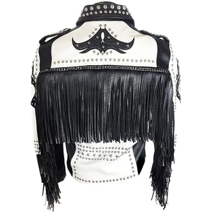 Veste Moto Homme Single Star Traders en Cuir Véritable Blanc et Noir à Motif Uni, Col Montant Respirant, Coupe Slim, Rembourrage en Coton - Product Image 4