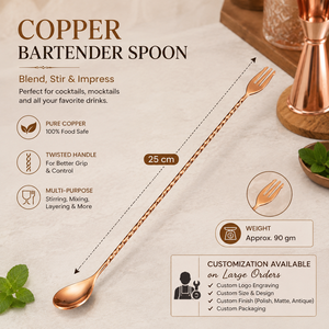 Cuillère à cocktail en cuivre avec manche torsadé, fourchette mélangeuse, cuillère à mélanger pour barman, mélangeur de boissons pour bar, café, mocktail, usage en cuisine - Product Image 5