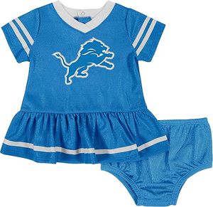 Robe en jersey pour bébé fille Detroit Lions avec bloomers, tenue de sport à thème football en maille bleue - Product Image 1