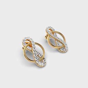 IGI Certified Lab Grown Diamond Infinity Loop Stud Earrings 14K Yellow / White / Rose Gold Interlocking Circle Designer Earrings - Product Image 2