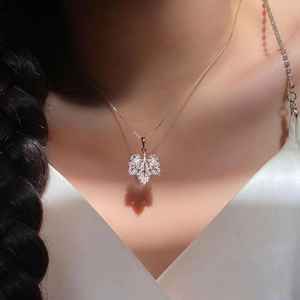 Elegante Collar con Hoja y Diamante Redondo Cultivado en Laboratorio, Collar Único con Colgante de Oro Sólido de 14K, Regalo de Aniversario para Esposa - Product Image 4