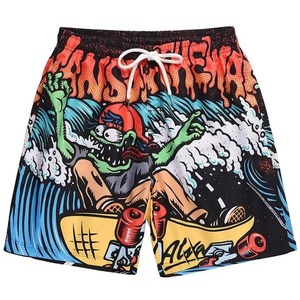 SINEWY SPORTS Men's Plus Size Summer Beach Swim Shorts Breathable Quick Dry Printed <b>Drawstring</b> Elastic Waist Oxford Fabric - Product Image 2