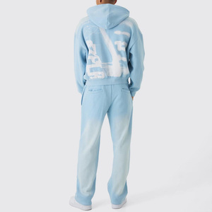 Conjunto de Chándal con Lavado Ácido Personalizado - Sudadera con Capucha Oversize y Pantalones de Chándal 2 en 1, Unisex, de Algodón/Poliéster con Forro Polar, Estilo Urbano de Invierno - Product Image 5