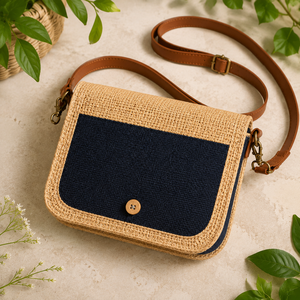 HINDVANTA GLOBAL Jute Material Eco-friendly Durable Fashion Crossbody Sling Bag Small Capacity Shoulder <b>Purse</b> Button Closure - Product Image 1