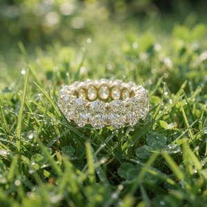 Luxury 10K Solid Gold Full Eternity Minimalist Wedding <b>Rings</b> Sparkle Oval Cut Moissanite <b>Diamond</b> Designer Engagement Party Band - Product Image 6