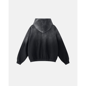 Sudadera con capucha estilo urbano de alta costura OEM, corte cropped y holgado, con efecto vintage, degradado y desgastado, Colección Otoño 2026 - Product Image 4